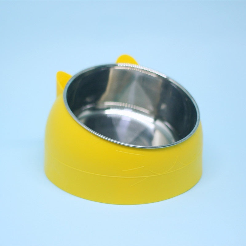 Stainless Steel Dog Bowl Double Bowl Cervical Protection Oblique Mouth Hot Pet Food Basin Supplies - My Store