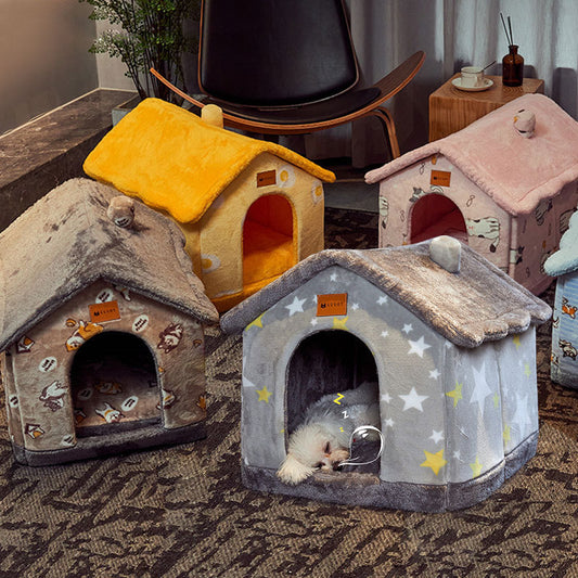 Foldable Dog House Pet Cat Bed Winter Dog Villa Sleep Kennel Removable Nest Warm Enclosed Cave Sofa Pets Supplies - My Store