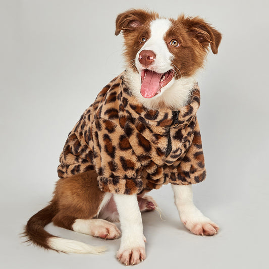 Warm Leopard Print Dog Clothes Jacket - My Store