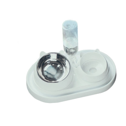 Stainless Steel Dog Bowl Double Bowl Cervical Protection Oblique Mouth Hot Pet Food Basin Supplies - My Store