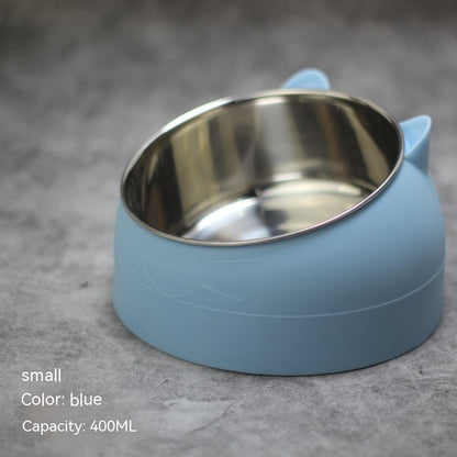 Stainless Steel Dog Bowl Double Bowl Cervical Protection Oblique Mouth Hot Pet Food Basin Supplies - My Store