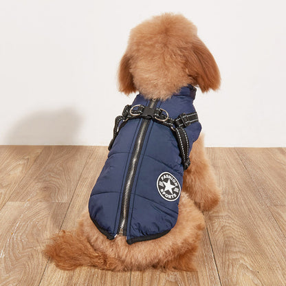 Pet Warm Dog Cotton-padded Clothes Fleece-lined Thickened Reflective Gallus - My Store