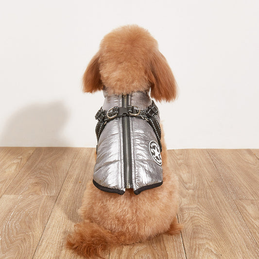 Pet Warm Dog Cotton-padded Clothes Fleece-lined Thickened Reflective Gallus - My Store