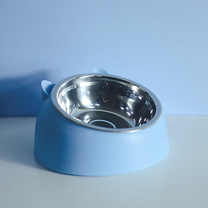 Stainless Steel Dog Bowl Double Bowl Cervical Protection Oblique Mouth Hot Pet Food Basin Supplies - My Store
