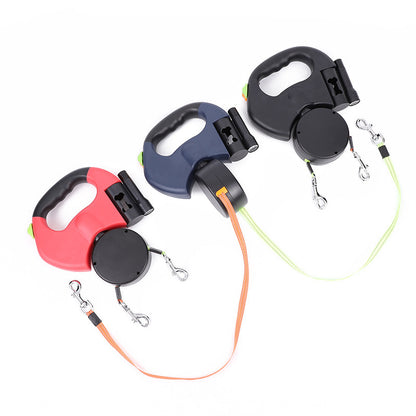 Retractable Dog Leash For Small Dogs Reflective Dual Pet Leash Lead 360 Swivel No Double Dog Walking Leash With Lights Pet Products - My Store