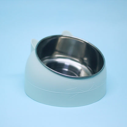 Stainless Steel Dog Bowl Double Bowl Cervical Protection Oblique Mouth Hot Pet Food Basin Supplies - My Store
