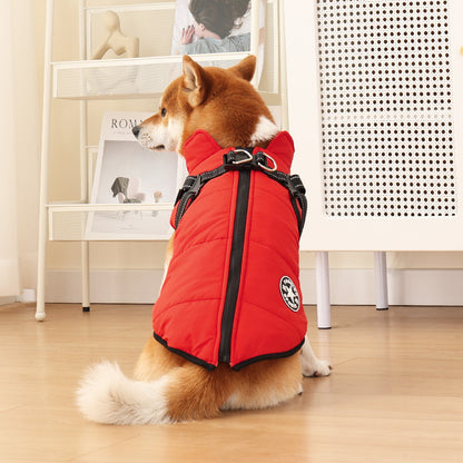 Pet Warm Dog Cotton-padded Clothes Fleece-lined Thickened Reflective Gallus - My Store