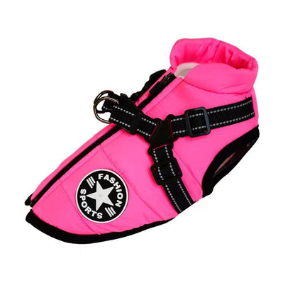 Pet Warm Dog Cotton-padded Clothes Fleece-lined Thickened Reflective Gallus - My Store