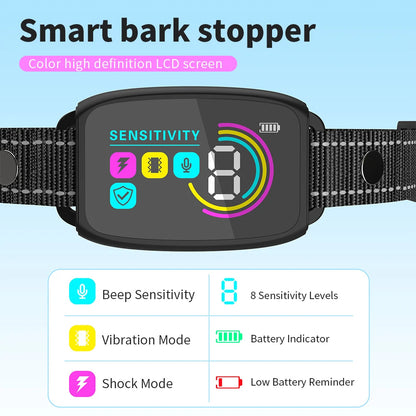 Smart Automatic Anti Barking Dog Collar Rechargeable Bark Stopper Stop Barking HD Digital Display IP67 Waterproof Collar For Dogs Pet Products - My Store