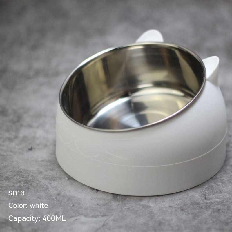 Stainless Steel Dog Bowl Double Bowl Cervical Protection Oblique Mouth Hot Pet Food Basin Supplies - My Store
