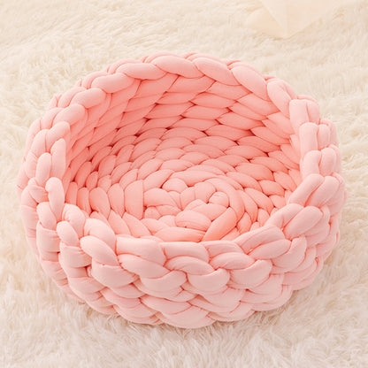 Cat House Cushion Soft Long Plush Warm Pet Mat Cute Kennel Cat Sleeping Basket Bed Round Fluffy Comfortable Touch Pet Products - My Store