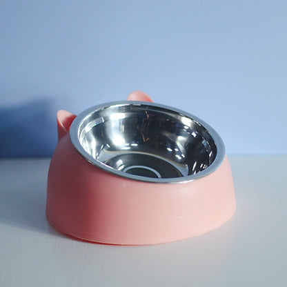 Stainless Steel Dog Bowl Double Bowl Cervical Protection Oblique Mouth Hot Pet Food Basin Supplies - My Store