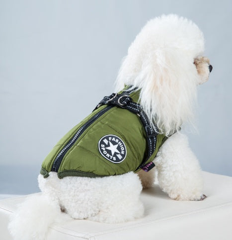 Pet Warm Dog Cotton-padded Clothes Fleece-lined Thickened Reflective Gallus - My Store