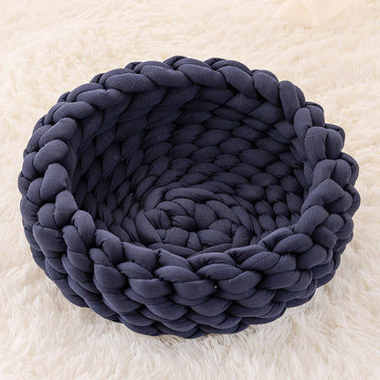 Cat House Cushion Soft Long Plush Warm Pet Mat Cute Kennel Cat Sleeping Basket Bed Round Fluffy Comfortable Touch Pet Products - My Store